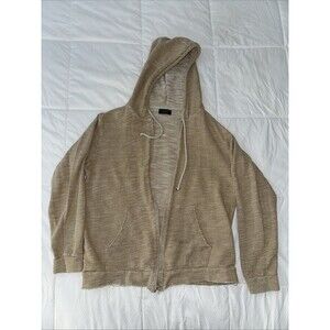 Zara Men’s Beige Cotton Blend Zip Up Hoodie Size L large